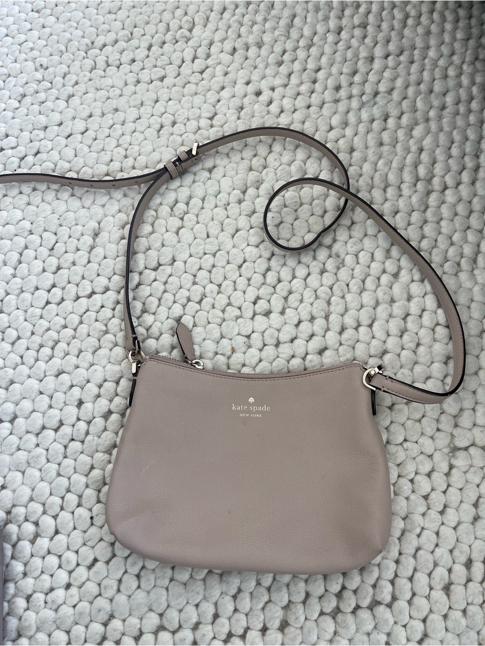 kate spade Pebbled Leather Crossbody in Taupe Gray